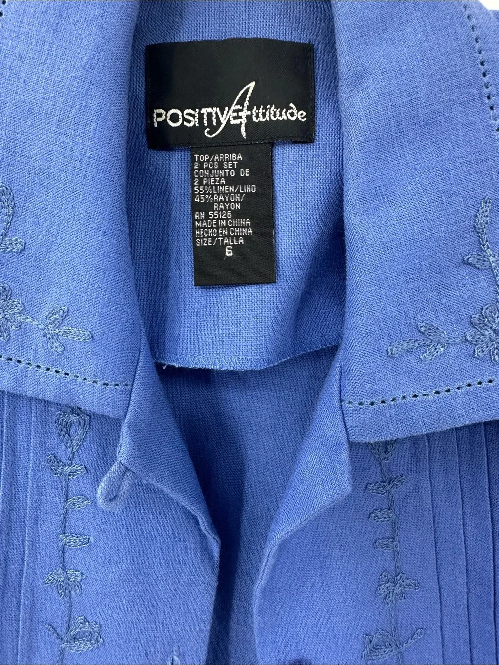 Vintage 90s Positive Attitude Blue Linen Blend Dress Jacket Set 6 NWOT 1180
